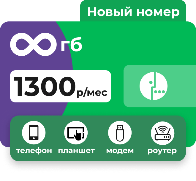 Сим-карта Мегафон с безлимитным интернетом для модема и роутера за 1300 рубмес.